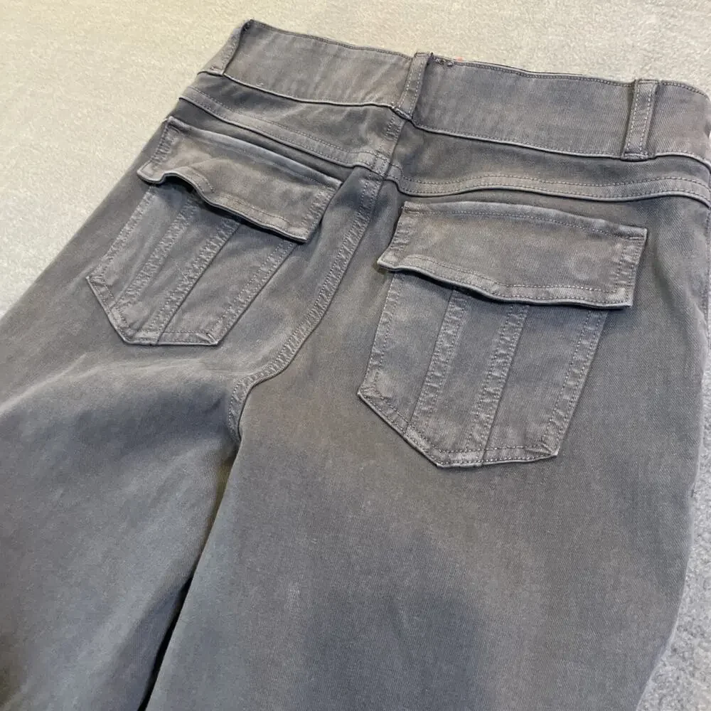 Spanx Womens Medium Black Stretch Twill Ankle Pull-On Cargo Pants Utility